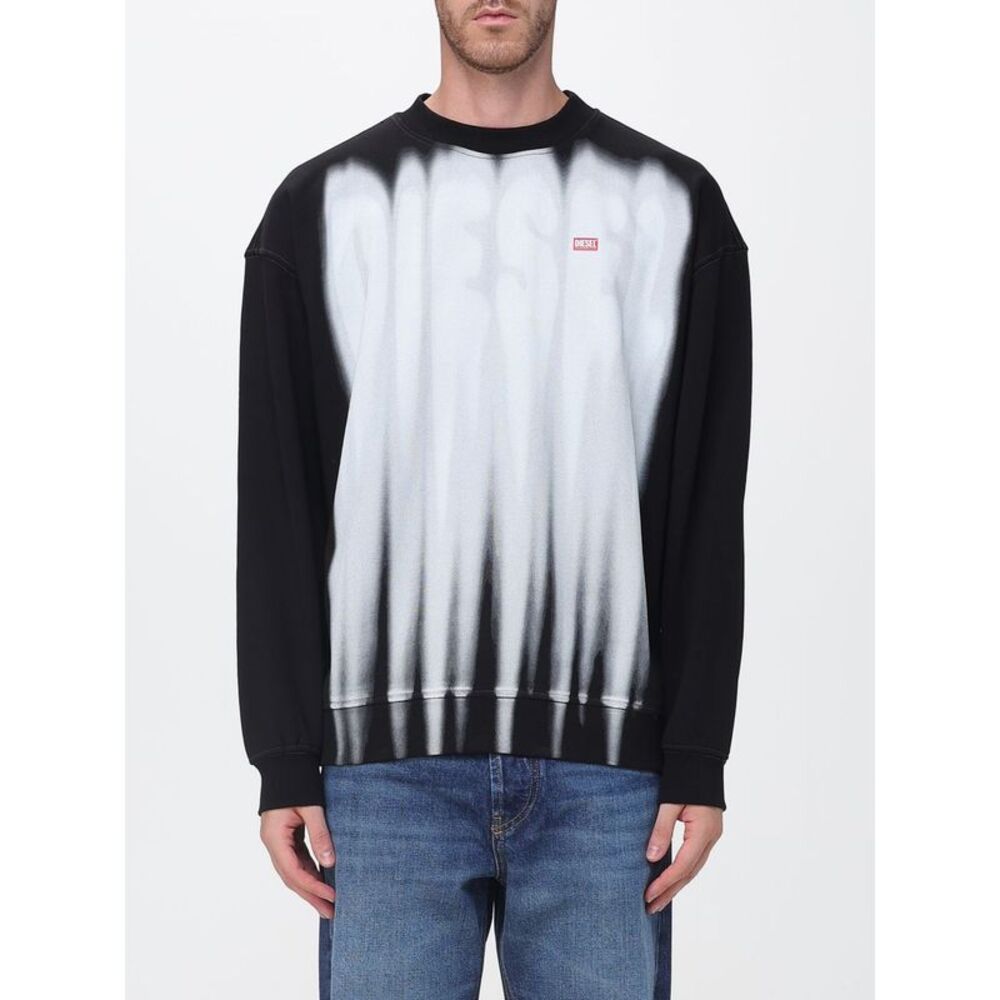 Relaxed Fit Crewneck Cotton Sweatshirt Diesel With Abstract Logo Print